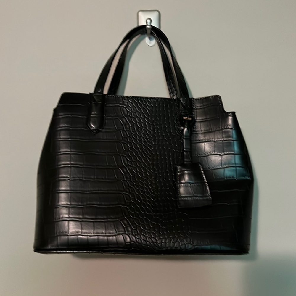 Black Croc Print Tote